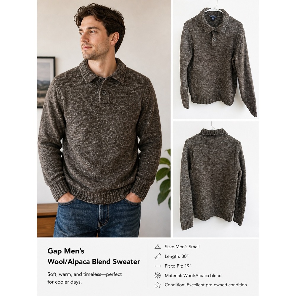 Gap Men's Wool Alpaca Blend Sweater Size Small Soft Knit‎ Classic Fit
